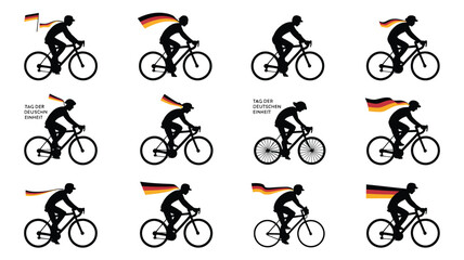 Obraz premium Cyclists with German flag celebrate unity national pride and freedom on bikes.