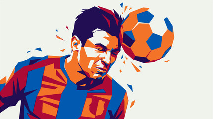 Man Heading Soccer Ball in Game. © mas