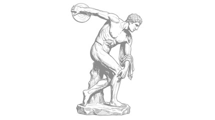 Obraz premium Discus Thrower Statue, Ancient Greek Athlete, Sculpture Art, Sports History