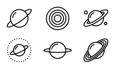 Cosmic Planets and Celestial Orbit Icons, Space Exploration Vector Set, Astronomy Graphics © Sabbir
