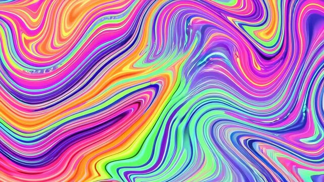 Abstract colorful seamless vector wallpaper with rainbow wave lines striped psychedelic pattern and bright geometric background