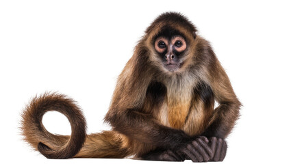 Brown spider monkey with long tail sitting © Ivan