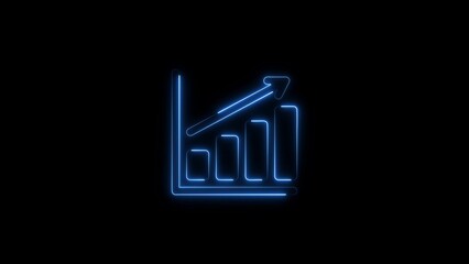 Blue glowing rising bar chart financial icon with business increase statistics analysis marketing technology © Muhtasim
