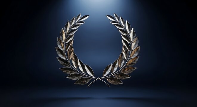 Shiny Metallic Laurel Wreath on Dark Spotlight