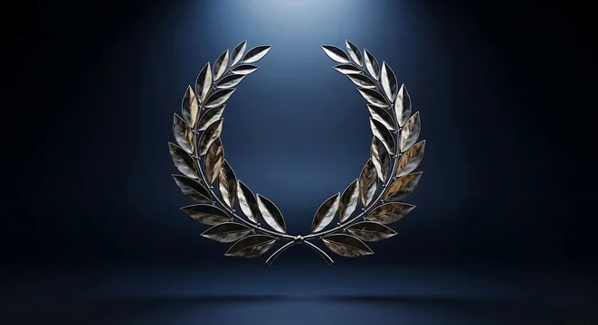 Shiny Metallic Laurel Wreath on Dark Spotlight