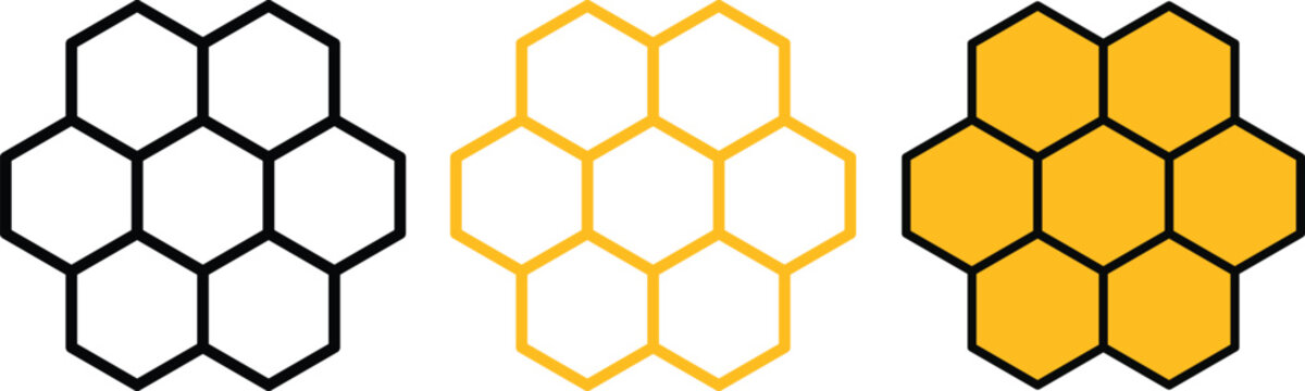 Honeycomb or hexagon pattern. Bee hive sign. seamless hex background. Beeswax hive icons. abstract geometric pattern