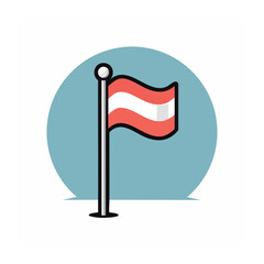 Fototapeta premium Austrian flag on flagpole, flat design illustration