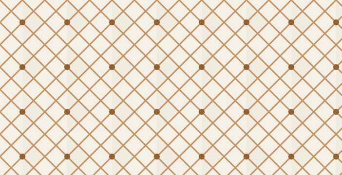 Seamless diamond grid pattern with dots at intersections for elegant wallpaper background.