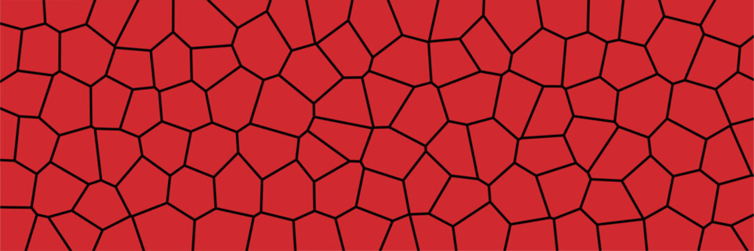 Red Geometric Voronoi Pattern Background with Abstract Polygon Network Texture and Modern Mosaic Design
