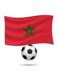 Naklejka premium A vibrant illustration features the waving flag of a nation, with a five-pointed star, resting above a classic soccer ball