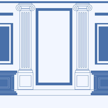 Elegant courthouse interior background with classical pillars design.