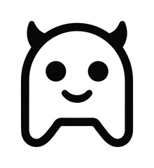 Fototapeta premium Cute black and white monster character icon, adorable cartoon devil mascot vector illustration, playful spooky creature graphic for Halloween and gaming.