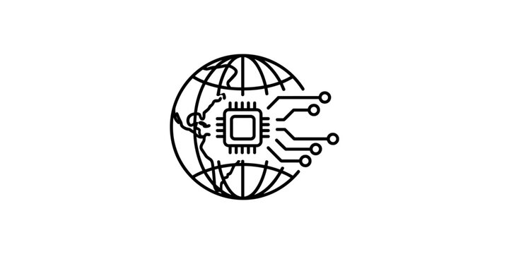 Global Technology and Chip Icon
