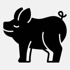Obraz premium Pig solid icon, agriculture concept. Vector graphics. Domestic animal sign glyph style mobile or web design.