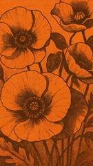 Obraz premium Vintage floral poppies mobile wallpaper