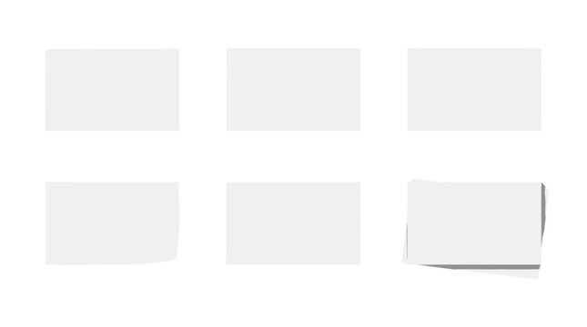 Set of blank white paper note cards with subtle shadows