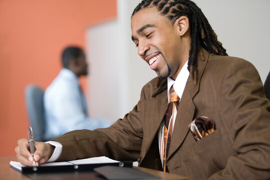 A Business man working in an office