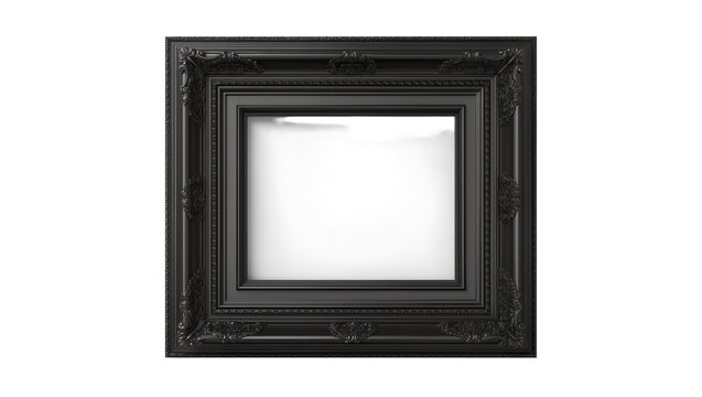 Ornate black baroque picture frame with decorative carvings