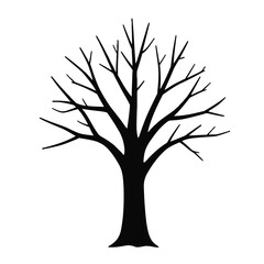 Fototapeta premium Silhouette of a leafless tree isolated on white background