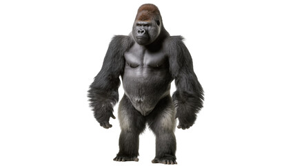 Silverback gorilla standing, powerful primate with dark fur © Maria