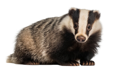 European Badger with distinctive black and white striped face © Elena