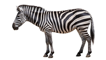 Zebra standing profile view black and white stripes © Ivan