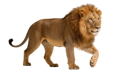 Majestic male lion with full mane walking forward © Elena