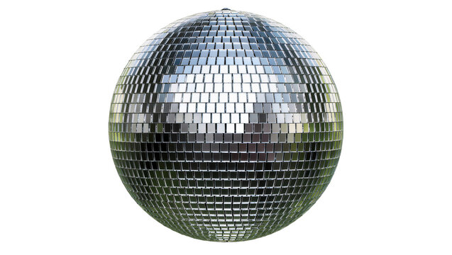 Silver disco ball with many small square mirrors