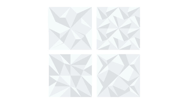Set of white geometric low poly square pattern backgrounds