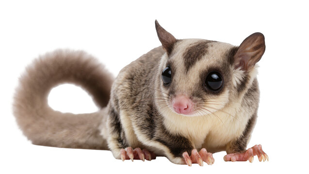 Sugar glider marsupial with big eyes and fluffy tail