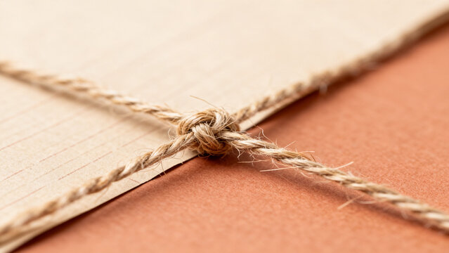 E-commerce product background with blank packaging set with twine advertisi