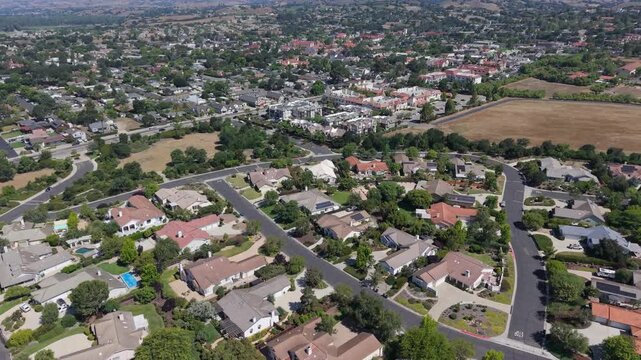 Aerial drone shot of Solvang California