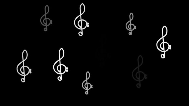 White Color music notes animation video background for music production and lyric videos.
