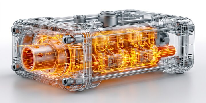 Clear Cut Engine Cross Section Reveals Vibrant Internal Components