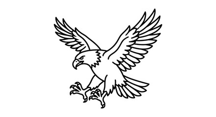 Fototapeta premium Eagle bird illustration with wings spread wide.