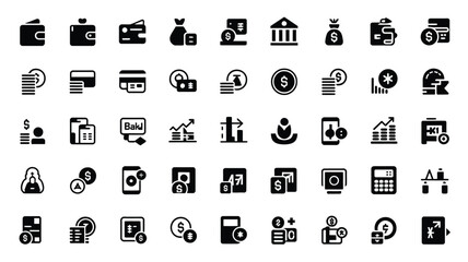 Fototapeta premium Finance and money icons set vector, banking and payment symbols.