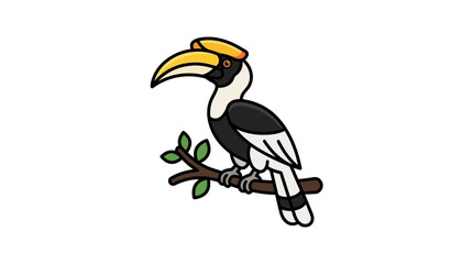 Obraz premium Great Hornbill Bird Perched on a Branch.