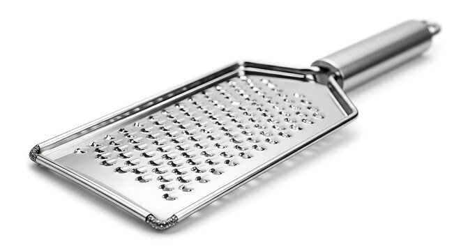 Stainless steel hand grater and zester isolated on a clean white background