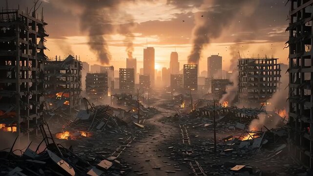 War torn city ruins illustrating the devastating consequences of conflict and urban disaster