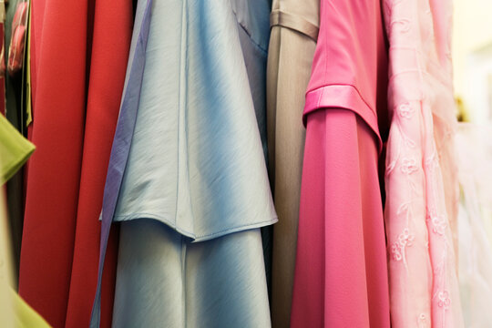 View of colorful Prom dresses