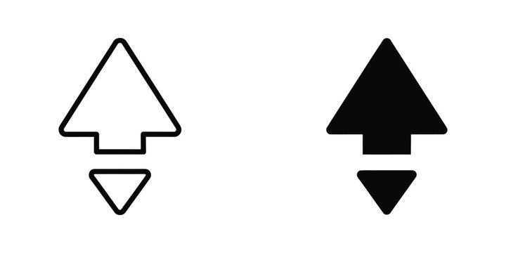 Two upward arrow icons with contrasting fill styles against a white background representing data sorting or navigation options