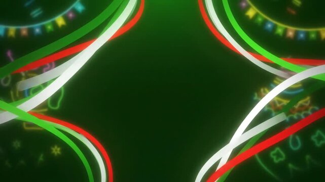 Cinco de Mayo Background with Copy Space &ndash; Mexican Fiesta Neon Lights Loop Animation