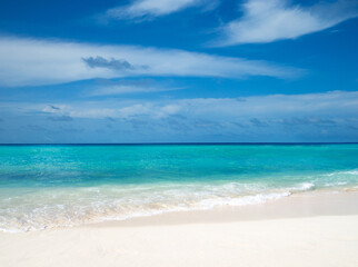 Obraz premium Sea beach. Tropical Maldives island with white sandy beach and sea.