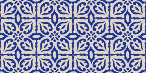 Fotobehang Portugal keramische tegels Traditional mediterranean blue and white tile pattern  © Idressart