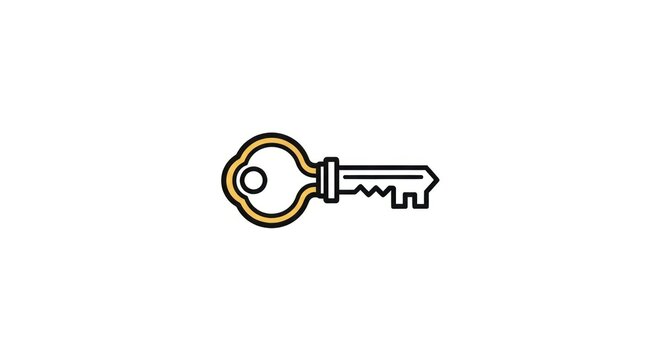 Simple Line Drawing of a Key.