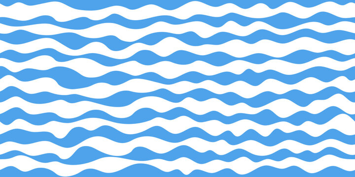 Seamless pattern, wavy lines, sea waves stylization, vector print, isolated on white background
