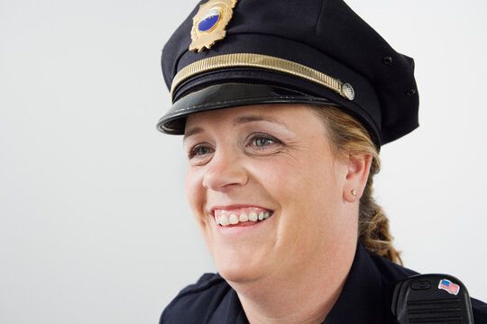 Close up of a woman police officer