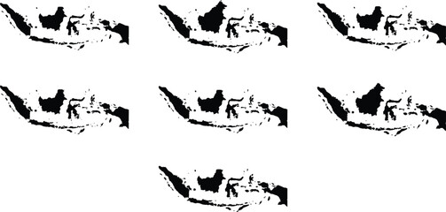 Fototapeta premium Indonesia Archipelago Map Variations with Different Levels of Detail and Noise