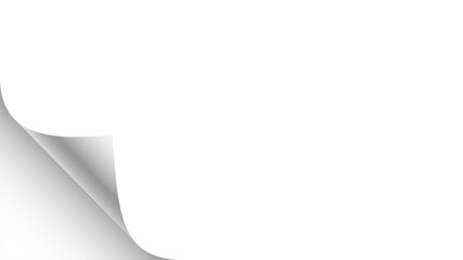 Fototapeta na wymiar Paper curl corner background. Curled paper corner with realistic page fold effect. White sheet edge peeling back, revealing shadow and depth. Minimal vector illustration.