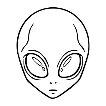 outline drawing alien face illustration for branding, games, and creative graphics